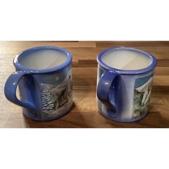 Set of 2 Certified International Mountain Summit Coffee Mugs Wolves - Picture 7 of 9